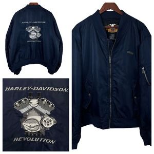 Vintage Harley Davidson Dark Blue Revolution Bomber Jacket Sz 3X Quilted Lined